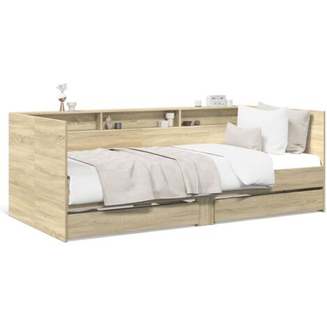 vidaXL Daybed with Drawers without Mattress Sonoma Oak 90x190 cm Single