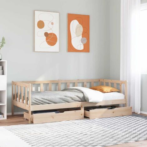 vidaXL Daybed with Drawers without Mattress 90x200 cm Solid Wood