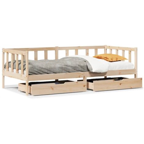 vidaXL Daybed with Drawers without Mattress 90x200 cm Solid Wood