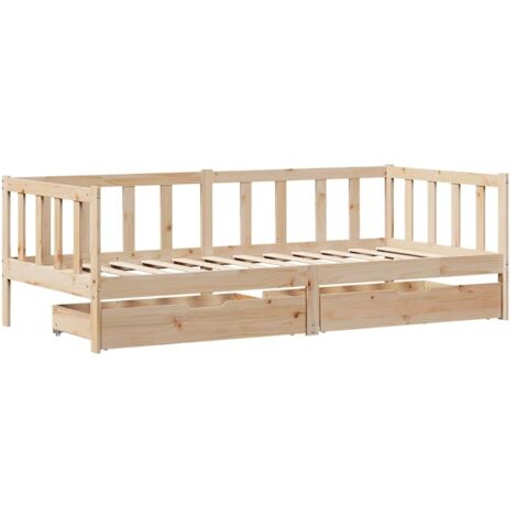vidaXL Daybed with Drawers without Mattress 90x200 cm Solid Wood