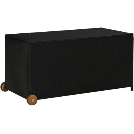 vidaXL Garden Storage Box Black 120x65x61 cm Poly Rattan