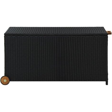 vidaXL Garden Storage Box Black 120x65x61 cm Poly Rattan