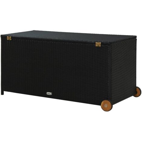 vidaXL Garden Storage Box Black 120x65x61 cm Poly Rattan