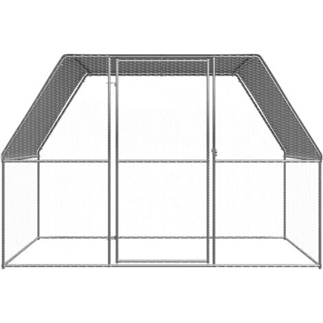 vidaXL Chicken Cage Silver and Grey 3x2x2 m Galvanised Steel