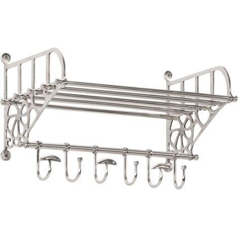 vidaXL Luggage Rack with Coat Hangers Wall Mounted Aluminium