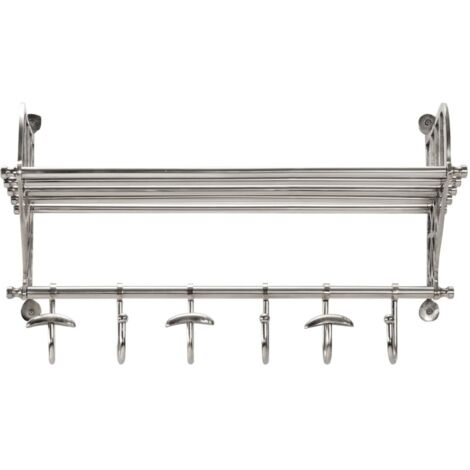 vidaXL Luggage Rack with Coat Hangers Wall Mounted Aluminium