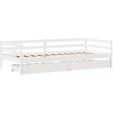vidaXL Daybed with Drawers without Mattress White 90x200 cm Solid Wood