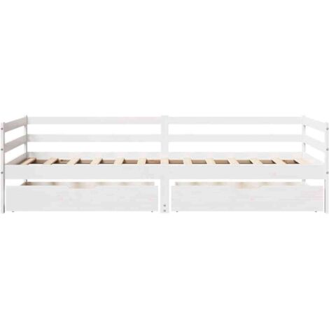 vidaXL Daybed with Drawers without Mattress White 90x200 cm Solid Wood