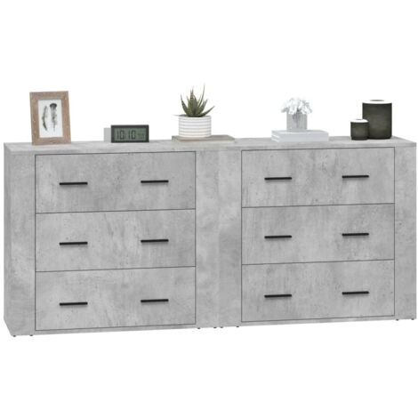 vidaXL Sideboards 2 pcs Concrete Grey Engineered Wood