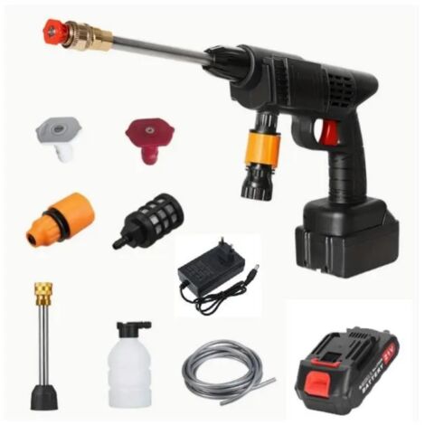 Nettoyeur haute pression 6-en-1 sans fil, 21V Pistolet de lavage - 700W - 2000mAh - Avec une batterie 2000mah - 3 buses (1/5)