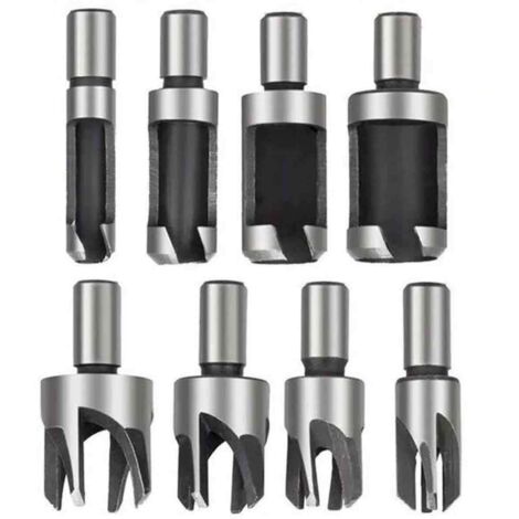 Tourillon Bois 8PCS HSS Foret Bois Fraise à Bouchonner Bois outil de coupe bois Mèches des Bouchons Wood Plug Cutter Drill Bits 6mm /10mm/13mm/16mm Petite Fraise Bois Pour Perceuse (1/5)
