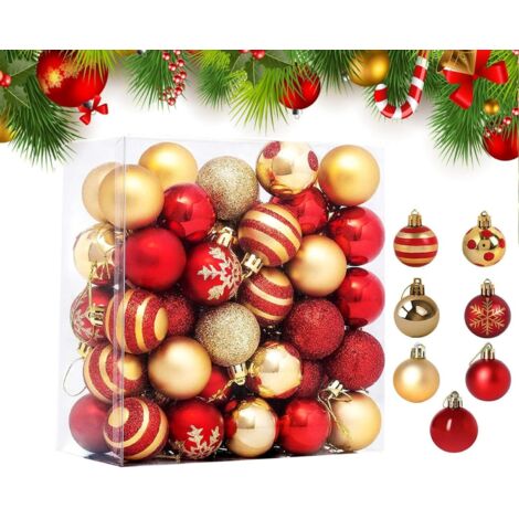 Boule de Noel, 50 Pcs Decoration Noel Sapin Boules de Noël avec Boule de Noel Rouge et Or,Decoration Sapin Boules Noel avec Lanière pour Decoration de Noël,Mariage,Fête Anniversaire (1/5)
