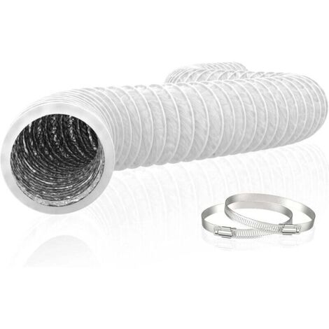 150mm Tuyau d'Evacuation Flexible en Aluminium PVC 6m Long - Tube de Ventilation pour Extracteur d'Air, Climatisation, Sèche-linge (ø150mm6m, Blanc) (1/5)