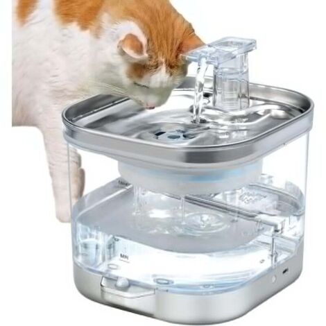 Fontaine à Eau Chat sans Fil, 2L Fontaine à Eau pour Chat Chiens Automatique avec Detecteur de Mouvement, Alimenté par Batterie, Pompe à Eau Super Silencieuse et 3 Filtre, pour Animaux (1/5)