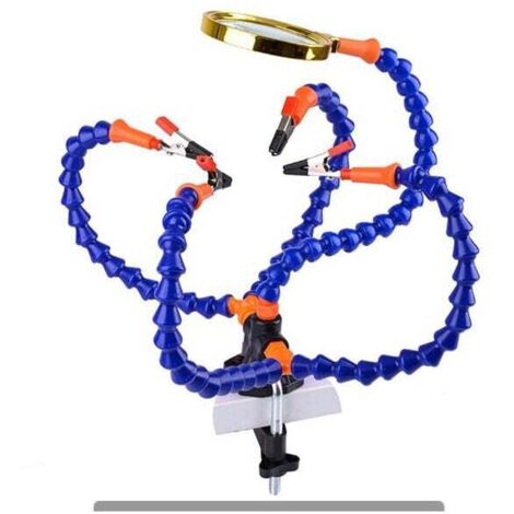 Support multifonction troisième main secourable, travaux d'électronique et de soudure (Pince à pincer de 5 cm, mains souples flexibles avec une loupe 3X) (1/5)