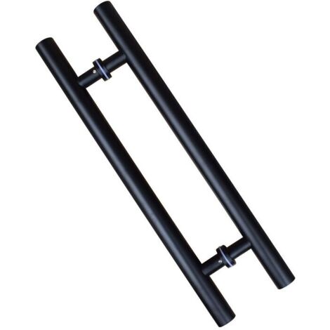 Poignée de porte coulissante, double face en forme de H, poignée de porte battante robuste, noire Longueur 600 mm Espacement des trous 400 mm