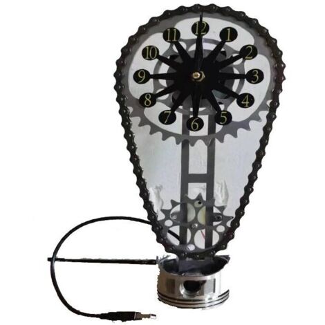 Horloge à dents rotative créative, horloge de table personnalisée, horloge artisanale rétro, horloge à chaîne unique - Noir (1/5)