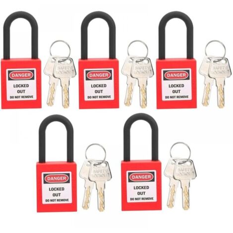 Serrure de Consignation, Ensemble de Cadenas de Consignation de 38 Mm pour Stations de Consignation, Cadenas de Sécurité avec 2 Clés par Serrure, 5 Jeux(rouge) (1/5)