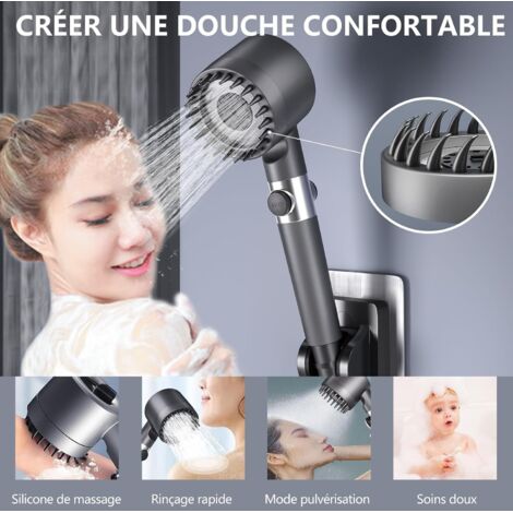 Douchette Pommeau de Douche anti calcaire Pommeau de Douche Helice Haute Pression Pivotant à 360 ° Avec 6 Filtres | Leroy Merlin