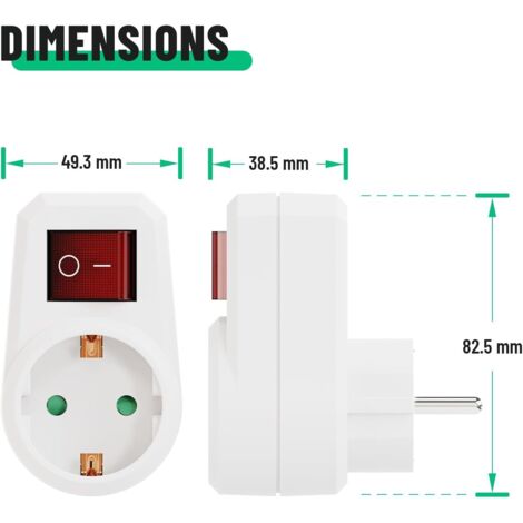 Adaptateur Secteur Avec Interrupteur UniTEC 47490 - Prise Schuko, 3500W Max, Blanc