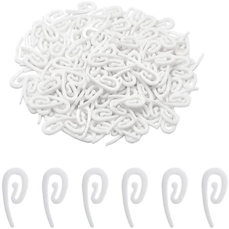 Lot de 50 Agraphes pour Rideaux en Plastique-BlancTaille 28X12 MM Crochet Rail pour Douche/fenetre/Porte-Crochet (1/5)