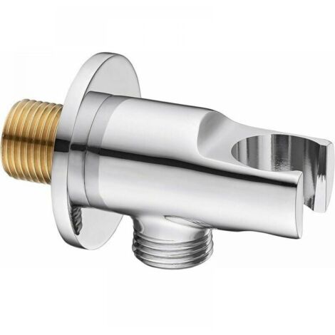 Support coudé pour pommeau de douche Chromé,Support de pommeau de douche ,Coude de raccordement mural pour douchette ou pommeau de douche - Pour salle de bain (1/5)