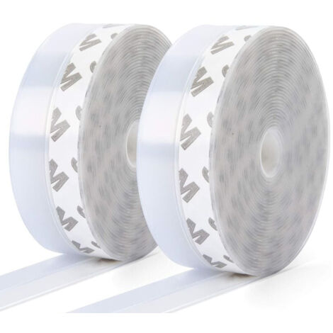 Joints d'étanchéité en silicone, lot de 2, joints autocollants pour bas de porte et fenêtre, transparents, anti-poussière, résistants aux intempéries, insonorisés - (10 m × 25 mm x 10 m) (1/5)
