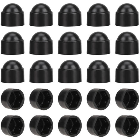 Cache-écrous M10 pour clé de 17 Noir 50 pcs. Bouche-trou,Cache-écrous hexagonaux, cache-vis, cache-écrous décoratifs.