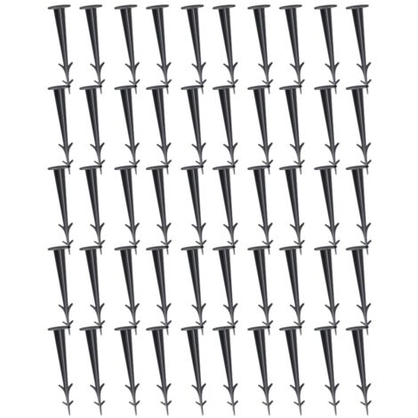 Lot de 50 Piquets de Fixation Ancrage Piquet de Terre avec Barbillon Extra Résistant Tissu de Mauvaises Herbes de Paysage en Plastique Noir pour la Fixation des Tissus Anti Mauvaises Herbes - 12CM (1/5)