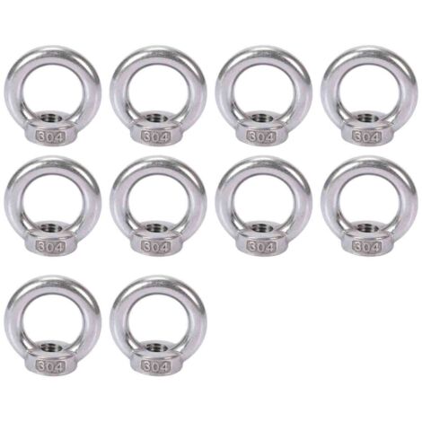 10PCS Écrou à oeil de levage, écrou à anneau femelle pour le levage de l'acier inoxydable 304Pack-of-10, M8