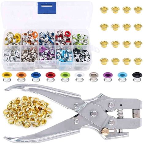 Lot de 300 œillets en métal 10 couleurs 0,95 cm et 1 pince perforatrice à œillets avec 100 œillets dorés (1/5)