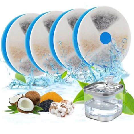 Filtres de Fontaine a Eau Chat, Lot de 4 Filtres de Rechange pour Fontaine à Eau pour Animaux de Compagnie, Convient pour WF190 (1/5)