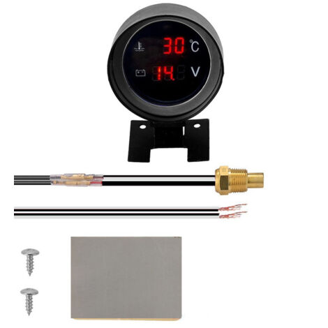 LED Ronde Numérique Voiture Camion Jauge de Température de L' Capteur de Température Température Moto + Voltmètre Volt Mètre de Tension 2 en 1 A (1/5)