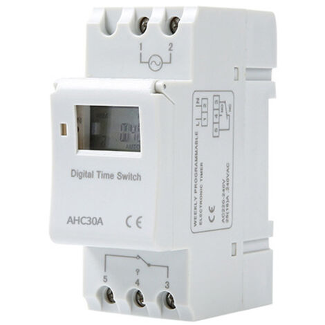 Minuterie Programmateur horaire numérique LCD 15A 220V – Programmation hebdomadaire – Montage sur rail DIN – Indicateur d'état LED (1/5)