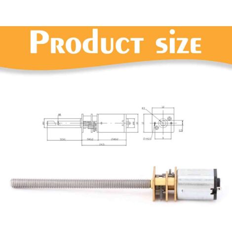 Moteur Réducteur N20 12V 400 RPM – Moteur Électrique à Engrenages Métalliques Arbre M4 X 55 Mm Pour Robotique Et Voitures Intelligentes