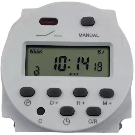 12V Mini LCD Numérique LCD Puissance Programmateur Hebdomadaire Commutateur de Relais Minuterie Numérique Commande de Minuterie de Puissance avec couvercle étanche Blanc (1/5)