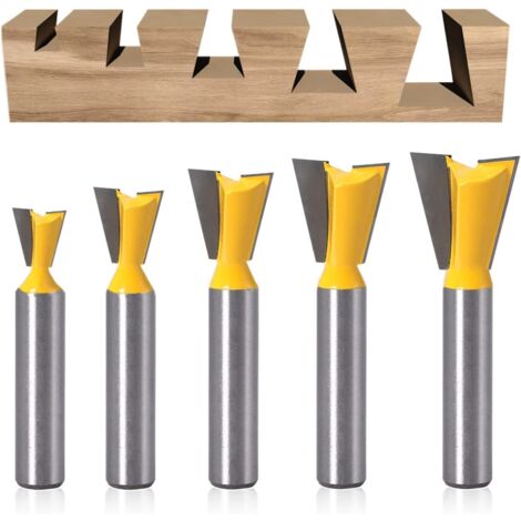 5 Pcs Dovetail Router Cutter, Tungsten Carbide Surface Router Bit 8mm, Router Bit 1/4" 1/2" 3/8" 5/8" 3/4" for Woodworking (1/5)