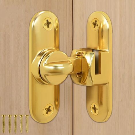 Verrou de porte coulissante, 90/180 Verrou Serrure de Porte, pour Portes Coulissantes, Granges, Salles de Bains, Fenêtres, Cuisines, Etc (Or) (1/5)