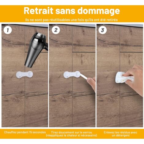 12 Pièces Bloque Porte Bébé, Bloque Tiroir Securite Enfant, Bloc Porte Securite Bebe, Sécurite Domestique, Securite Placard Enfant pour FenêTre RéFrigéRateur, AdhéSif Fort Sans PerçAge,Blanc