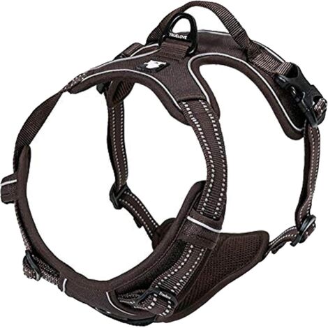 Réfléchissant Harnais De Chien Réglable Décourager Tirer Pet Gilet Durable en Nylon De Voiture TLH5651 (Marron, L) (1/5)