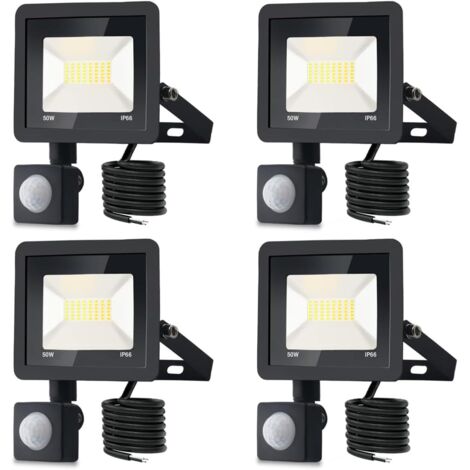 4PACK - Projecteur LED détecteur de mouvement 50W,5000LM Exterieur Avec Detecteur Blanc Chaud(3000K) Imperméable IP66 sécurité pour, garage, couloir XPGGY-50W (1/5)