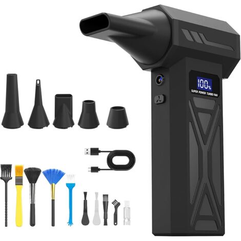 Souffleur Air Comprimé avec Lumière LED,110000 TR/Min Souff Leur sans Fil avec Batterie 6000mAh,4 Vitesses Mini Souffleur Puissant avec Brosses de Nettoyage PC pour Voiture,Maison,Clavier (1/5)