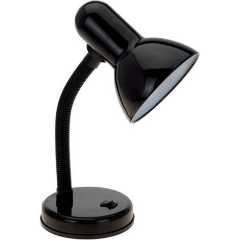 Lampe de bureau basique en métal avec bras flexible pour bureau, salon, chambre, résidence étudiante, bibliothèque, noire (1/5)