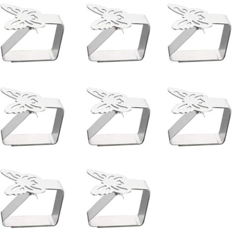 8 Support de Pince de Clip de Accroche Nappe en Acier Inoxydable Papillon Couverture de Table Clip Support de Nappe l'épaisseur de la Table ne Dépasse Pas 3 cm Utilisé pour Le Jardin Extérieur(6.25cm) (1/4)