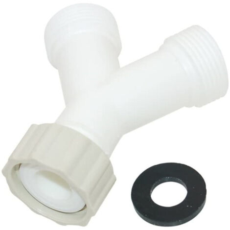 Écrou pivotant dérivé à 2 voies 3/4" - Connexion en plastique pour 2 appareils de plomberie 3/4" (par exemple, lave-linge ou lave-vaisselle) (1/5)