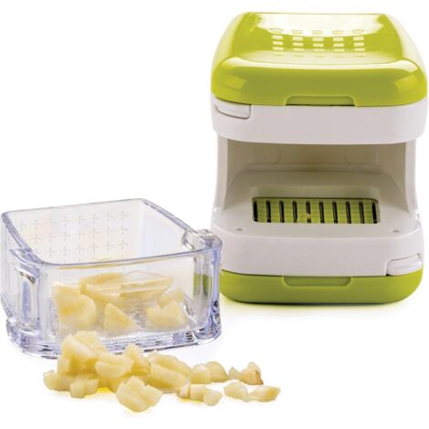Presse-ail en cubes, vert/blanc Plastique sans BPA avec lames en acier inoxydable Hache et tranche (1/5)