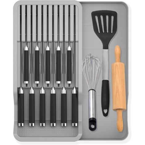 Porte-couteaux, bloc à couteaux pour tiroir avec plateau à couverts extensible, organisateur de tiroir de cuisine - Peut contenir 11 couteaux (1/5)