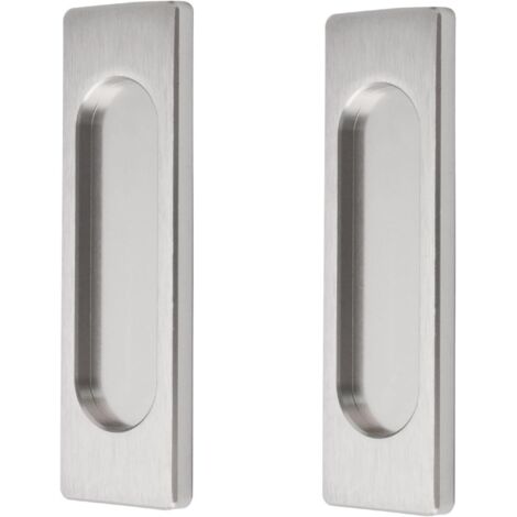 MOROBOR Lot de 2 poignées de porte coulissante rectangulaires auto-adhésives en alliage d'aluminium sans perforation pour portes coulissantes de grange, fenêtres et armoires (acier brossé, 100 mm) (1/5)