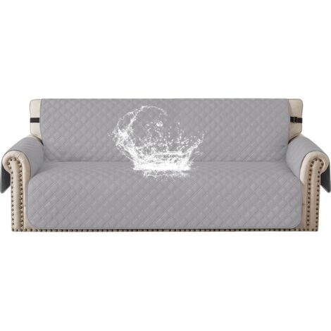 100% Impermeable Housse Canapé 3 Places, Couvre Canapé avec Accoudoirs, Universelle Housse pour Canape avec Poches, Sofa Cover Antidérapante Épaissi, Griffures, Gris Clair