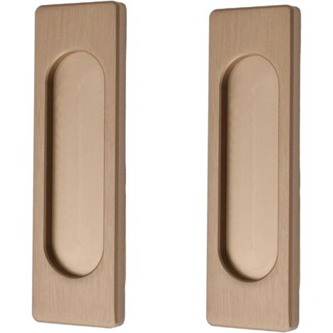 MOROBOR poignée de porte coulissante rectangulaire auto - adhésive, 2 poignées sans emboutissage en aluminium à tirage plat pour armoire de porte et fenêtre coulissante de grange (bronze doré, 100mm) (1/5)